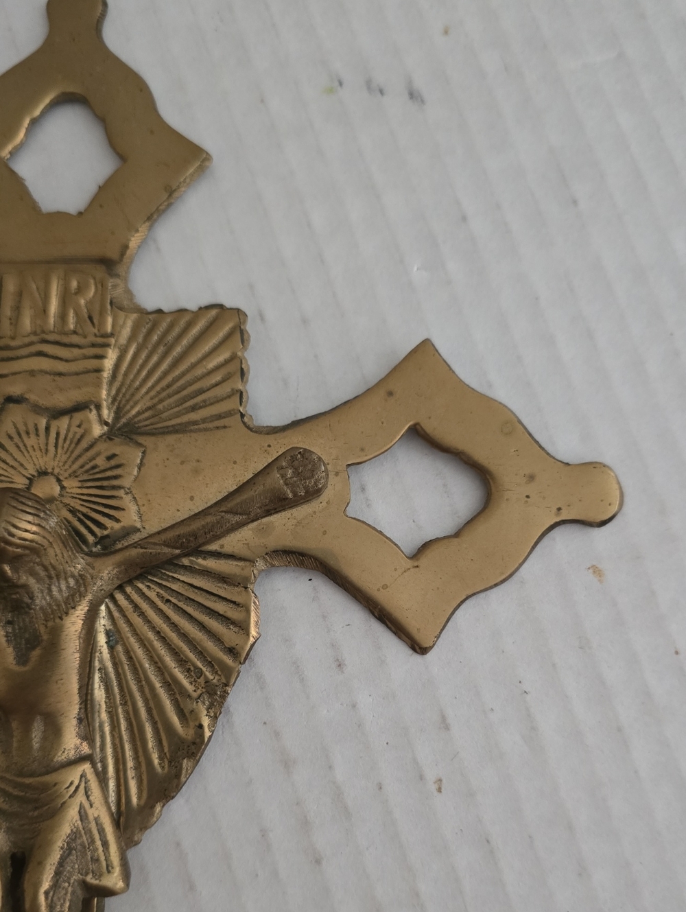 Vintage Solid Brass Crucifix Cross Wall Hanging From India - Picture 5 of 16